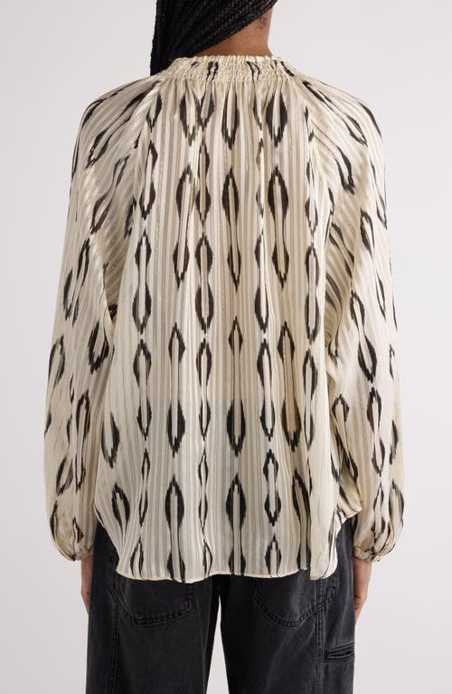 Shop Isabel Marant Syra Ikat Print Peasant Top In Ecru/black