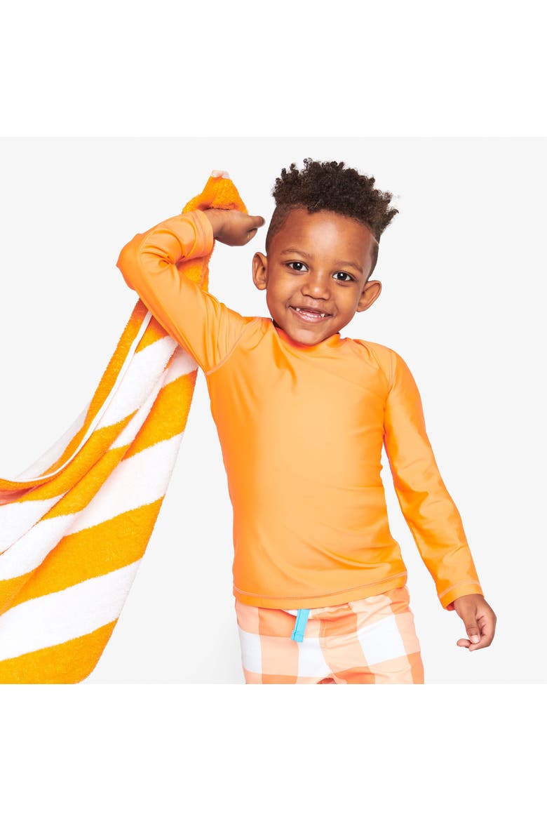 Kids Long Sleeve Rash Guard, Alternate, color, Cantaloupe