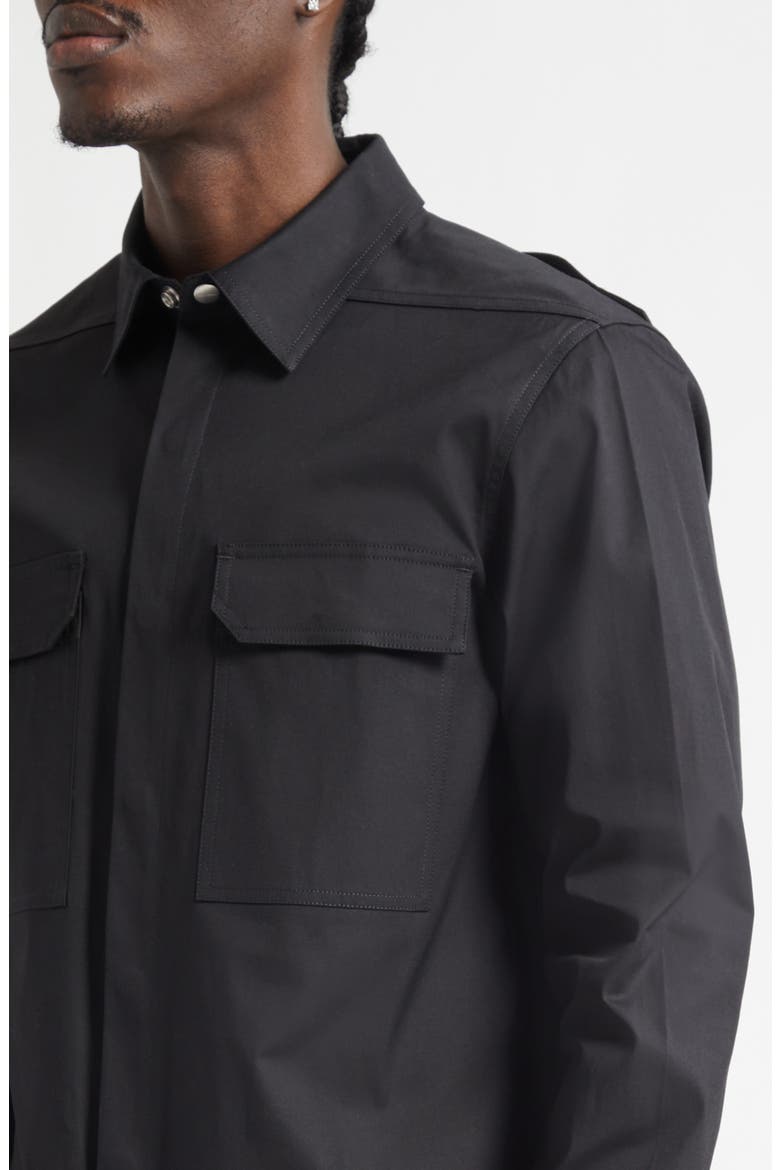 Webbed Strap Stretch Cotton Overshirt, Alternate, color, BLACK