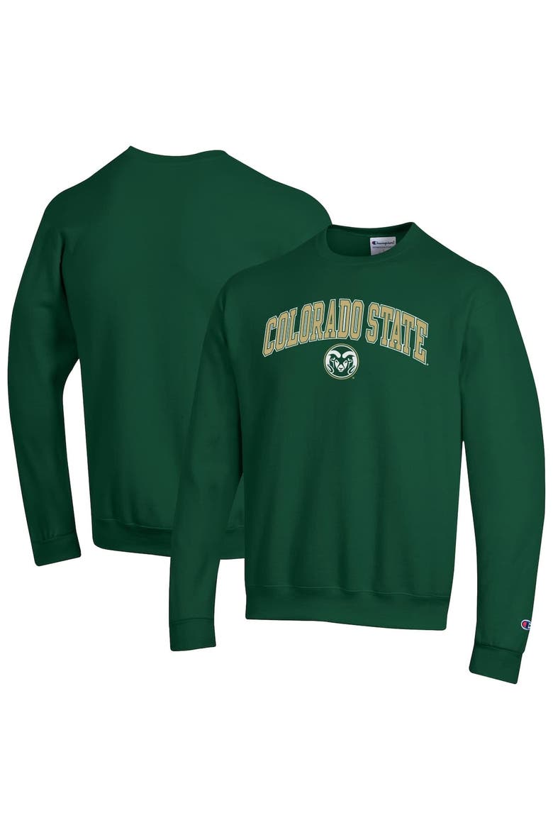 Men's Champion  Green Colorado State Rams Arch Over Logo Pullover Sweatshirt, Alternate, color, Green