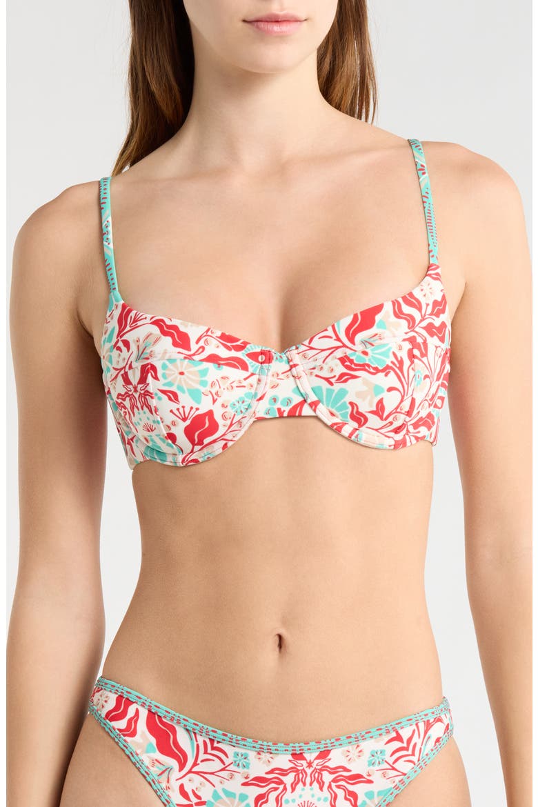Mona Print Underwire Swim Top, Main, color, FLAME COMBO