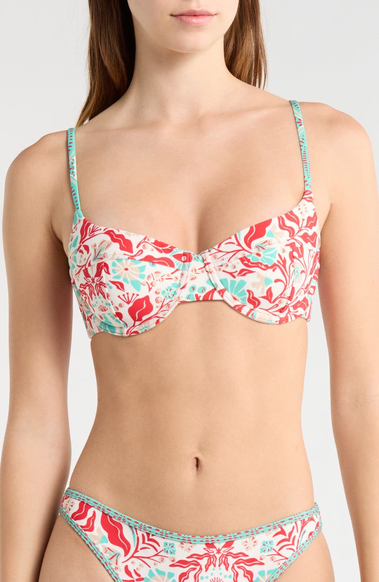 Ramy Brook Mona Print Underwire Swim Top, Main, color, Flame Combo