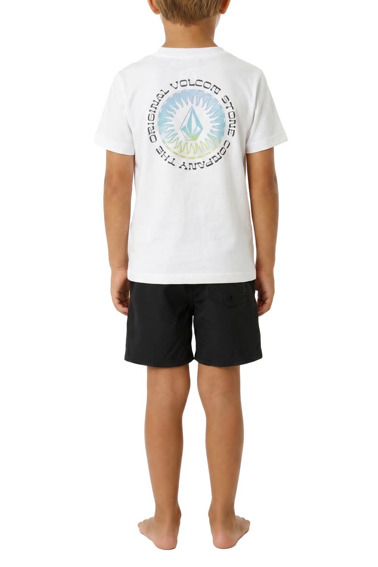 Kids' Ombré Stone Rashguard T-Shirt & Swim Shorts Set, Alternate, color, WHITE