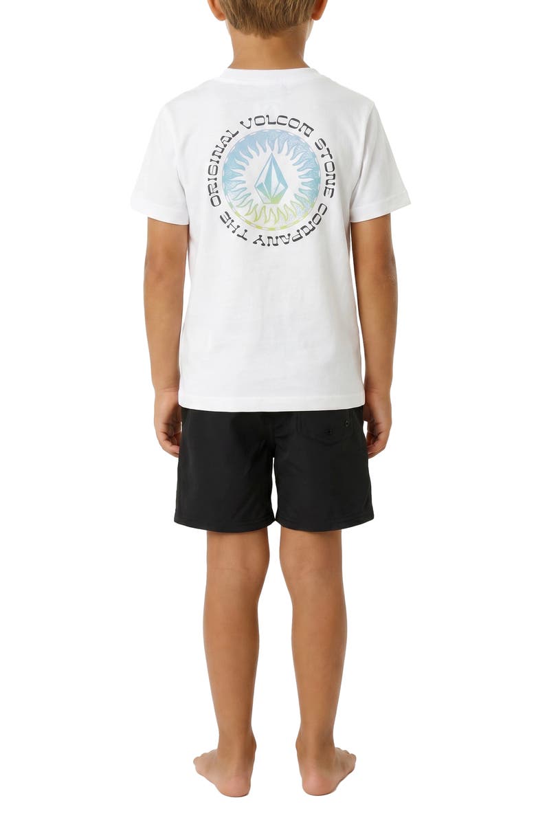 Volcom Kids' Ombré Stone Rashguard T-Shirt & Swim Shorts Set, Alternate, color, White