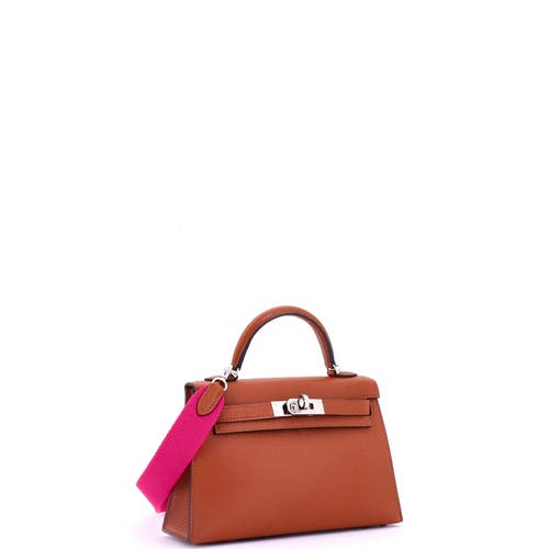 Pre-owned Hermes  Hermes Kelly Mini Ii Amazone Handbag Brown Chevre Mysore With Palladium Hardware 20