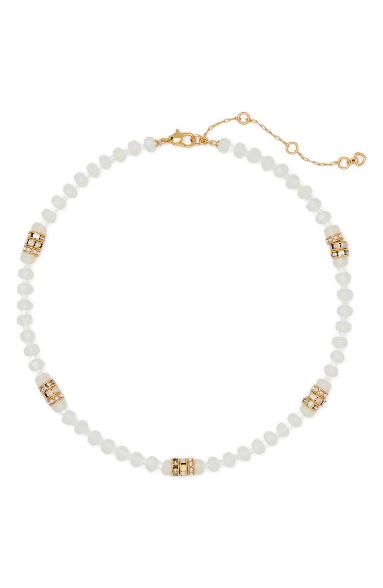 Kate Spade New York beaded necklace, Main, color, White Gold.