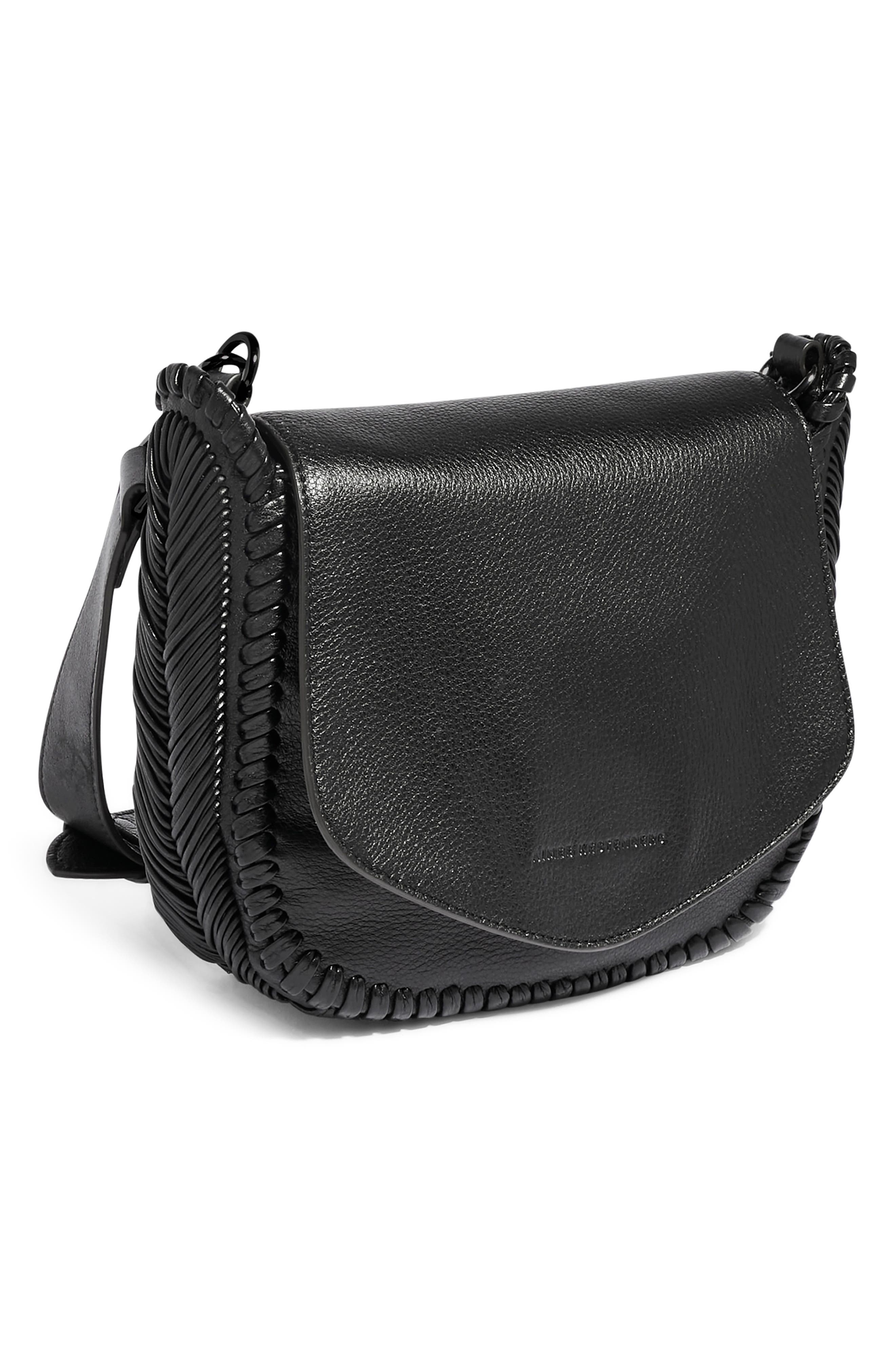 All for Love Leather Crossbody Bag, Alternate, color, BLACK WITH SHINY BLACK