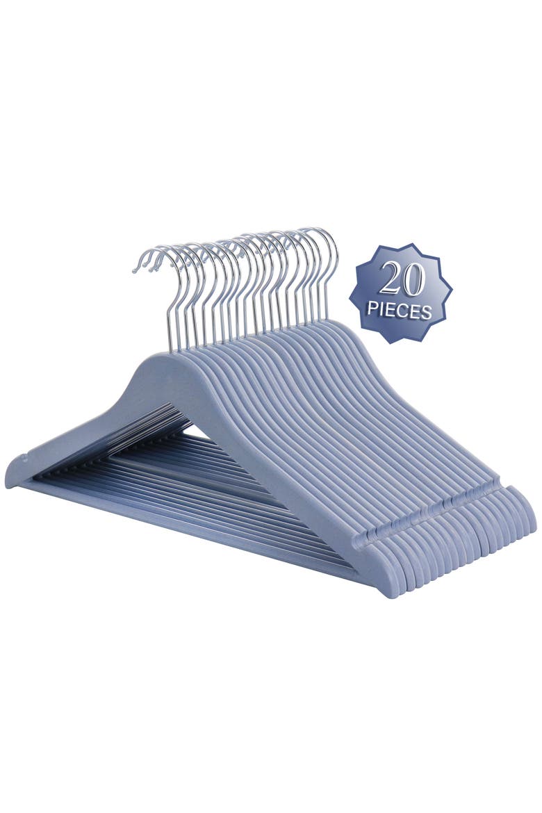 20 Piece Eco Friendly Coat Hangers, Main, color, Blue