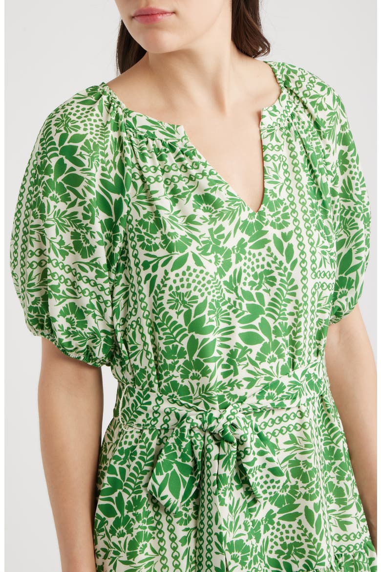 Floral Puff Sleeve Minidress, Alternate, color, GREEN MULTI