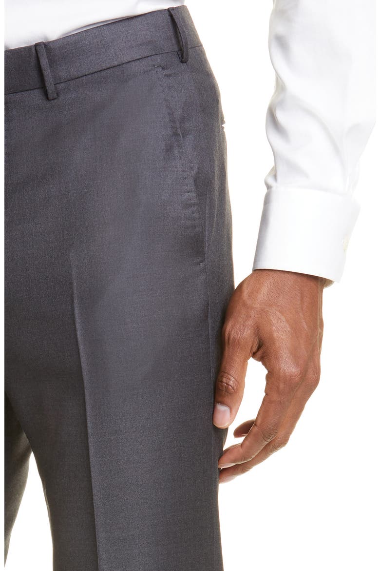 Flat Front Slim Fit Wool Pants, Alternate, color, DARK GREY SOLID