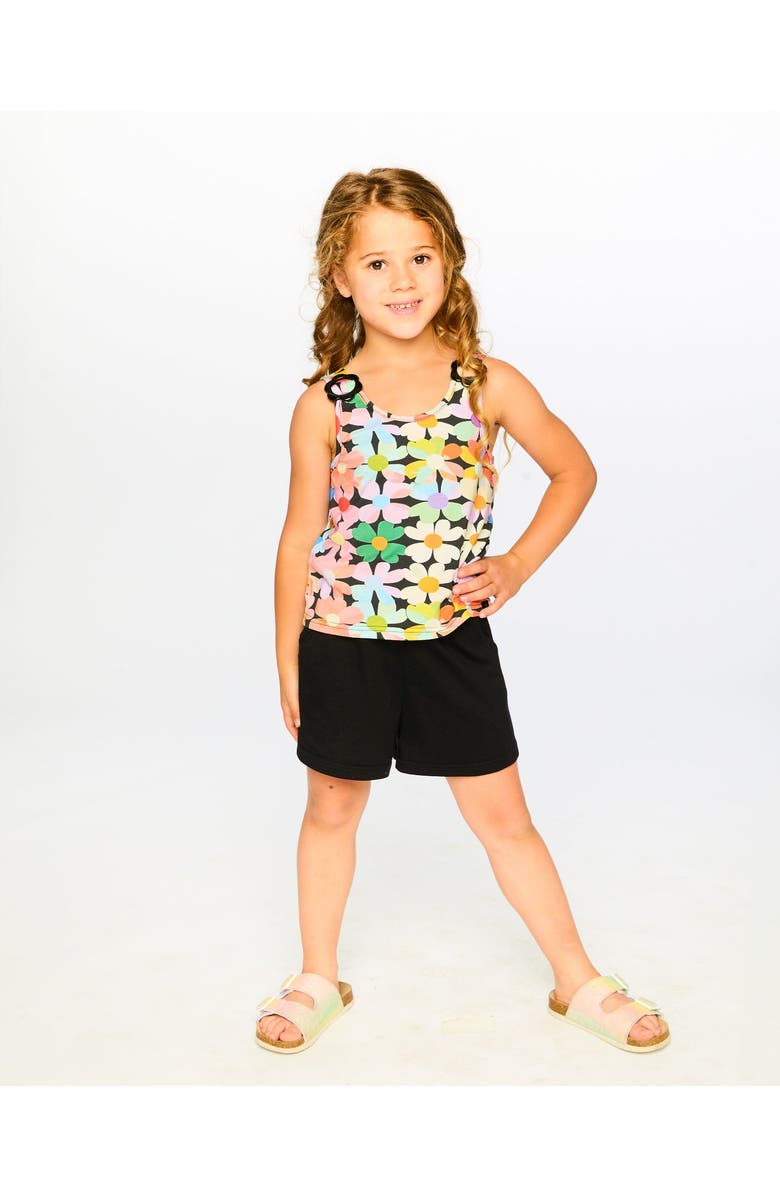 Deux par Deux Sleeveless Jersey Flowers Jumpsuit, Alternate, color, Black Floral Print