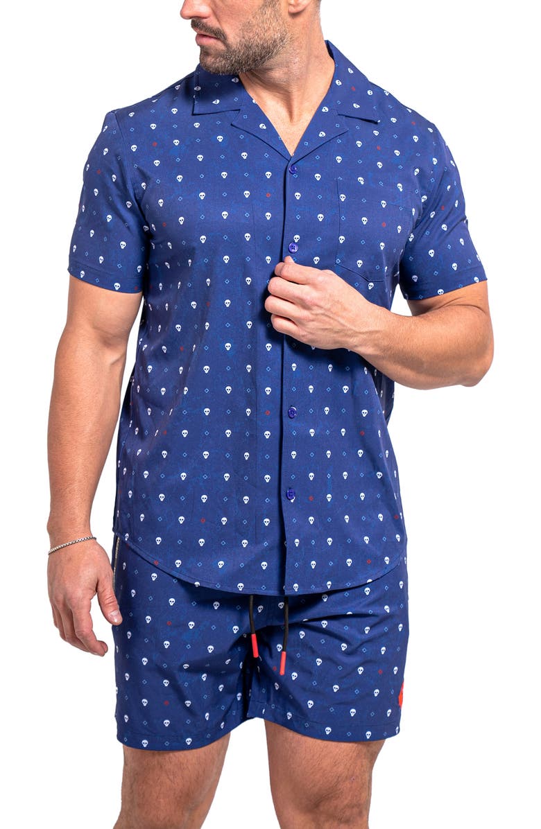 Maceoo Lionskull Blue Swim Trunks, Alternate, color, Blue