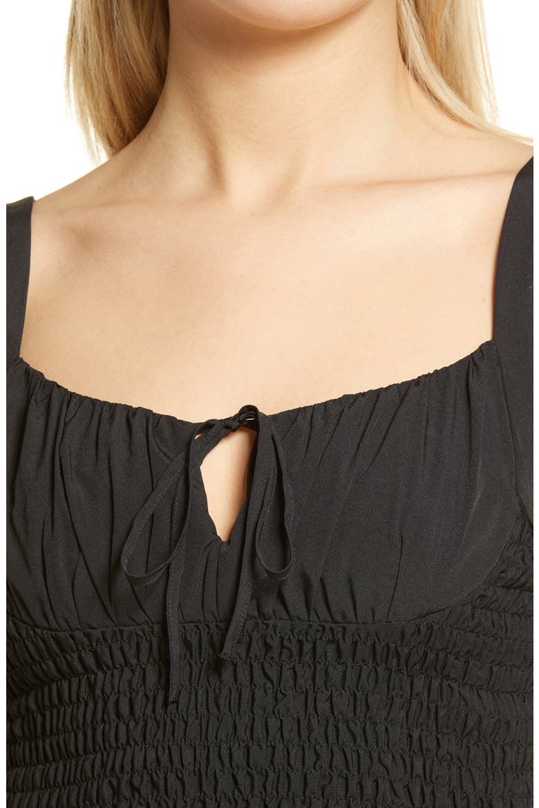 Smocked Ruffle Cami, Alternate, color, BLACK