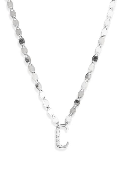 14K Gold Diamond Initial Pendant Necklace