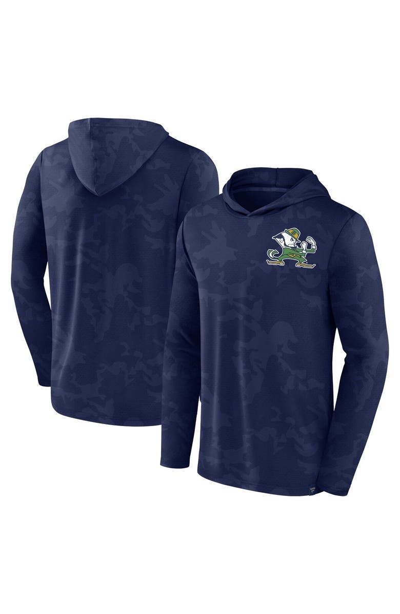FANATICS Men's Fanatics Branded  Navy Notre Dame Fighting Irish Camo Hoodie Long Sleeve T-Shirt, Main, color, 