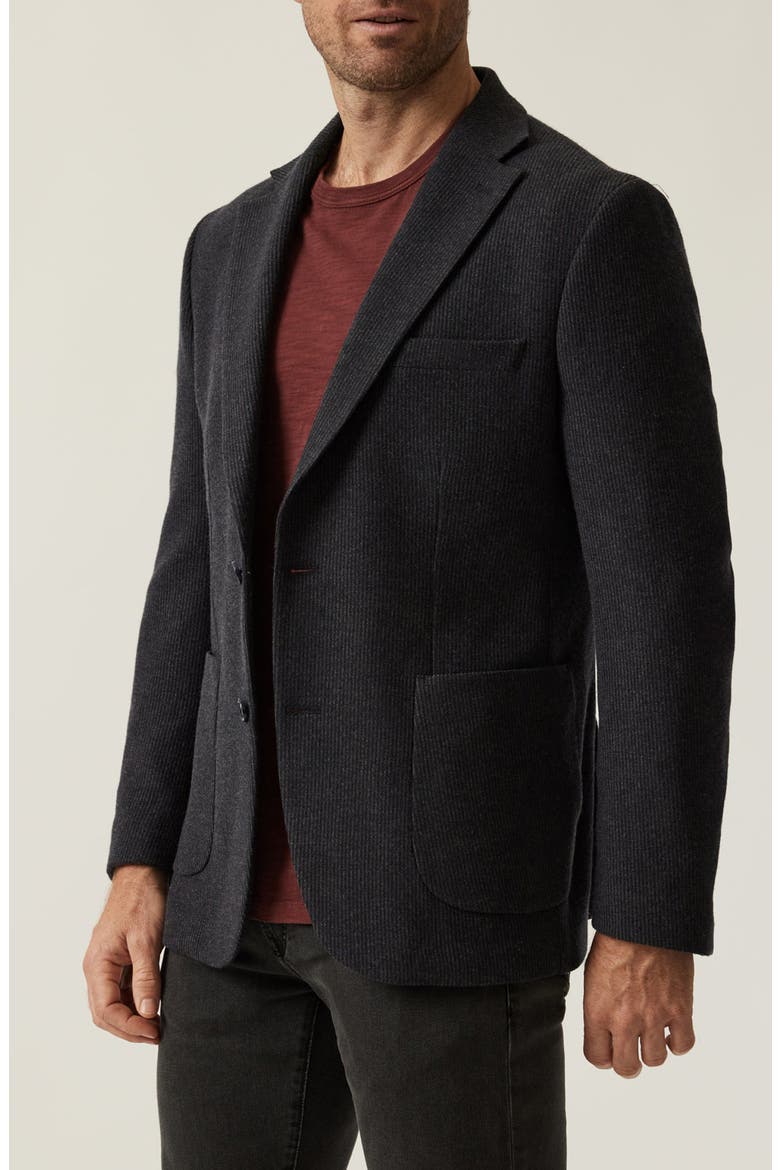 Matteo Slim Fit Dark Grey Rib Knit Blazer, Alternate, color, DARK GREY