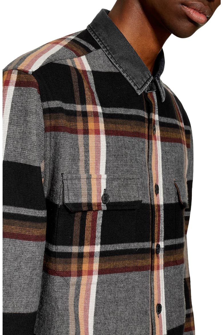Slim Fit Denim Collar Flannel Shirt, Alternate, color, GREY MULTI