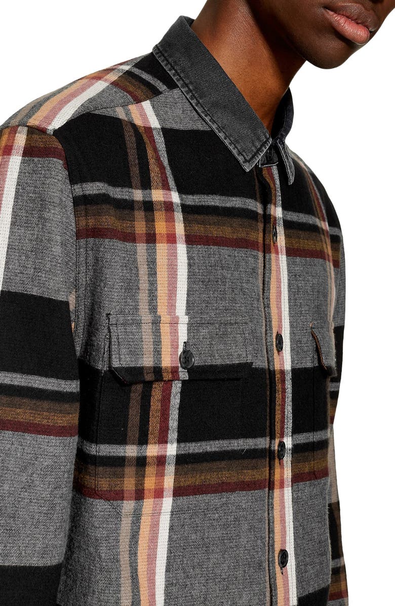 Topman Slim Fit Denim Collar Flannel Shirt, Alternate, color, 
