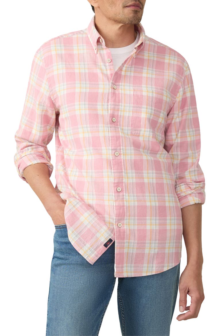Breeze Linen Blend Button-Down Shirt, Main, color, REDSTONE VALLEY PLAID
