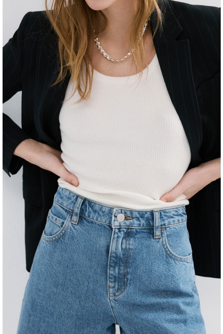 High Waist Long Denim Shorts, Alternate, color, MEDIUM BLUE