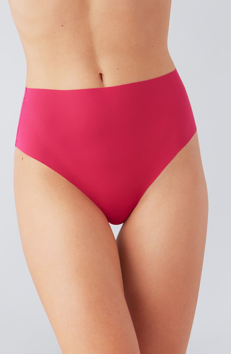 b.tempt'd by Wacoal b.bare High Waist Thong, Main, color, Cerise