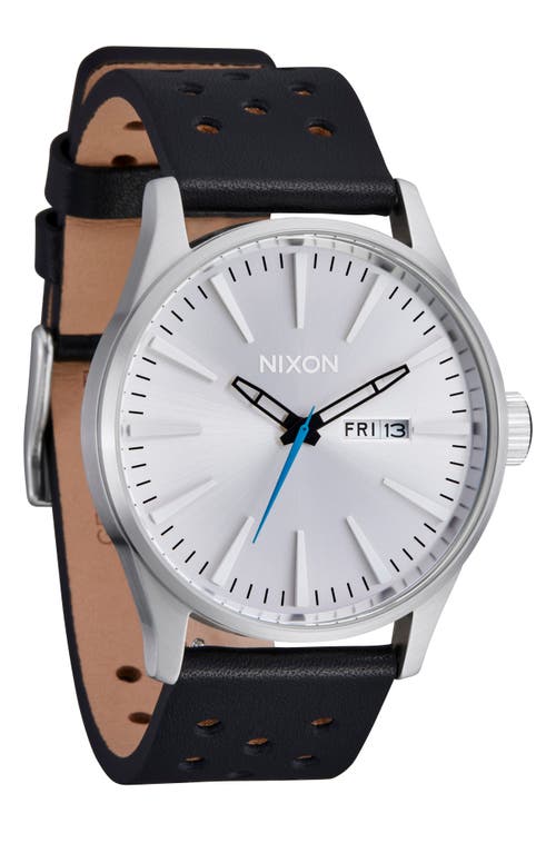 Nixon The Sentry Leather Strap Watch, 42mm In Multi