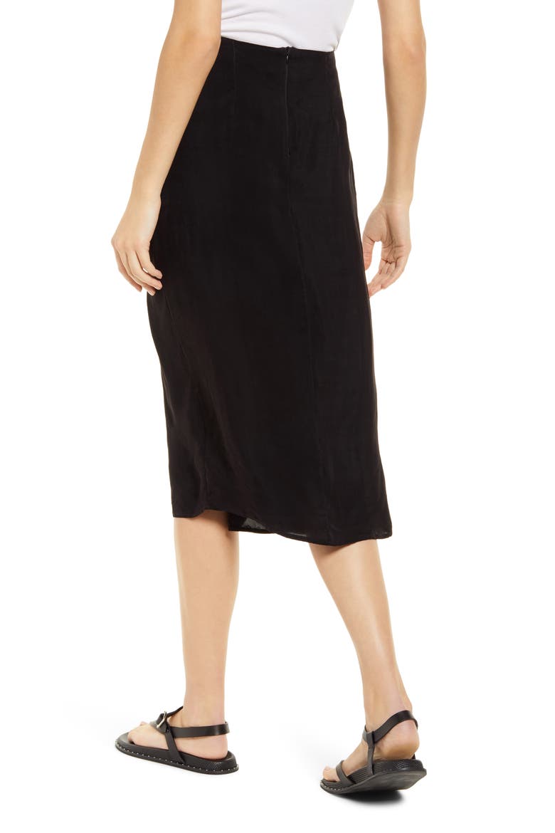 Twist Front Cupro Skirt, Alternate, color, BLACK