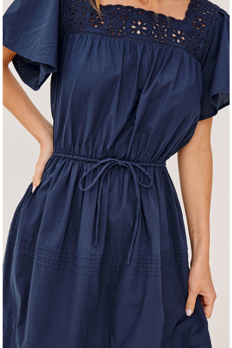 Gale Eyelet Detail Cotton Minidress, Alternate, color, NAVY