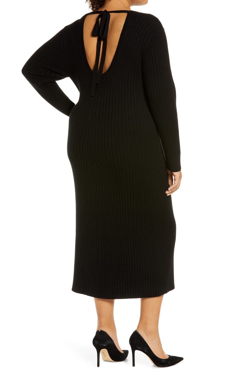 WAYF x BFF Hollie Tie Back Long Sleeve Sweater Dress, Alternate, color,