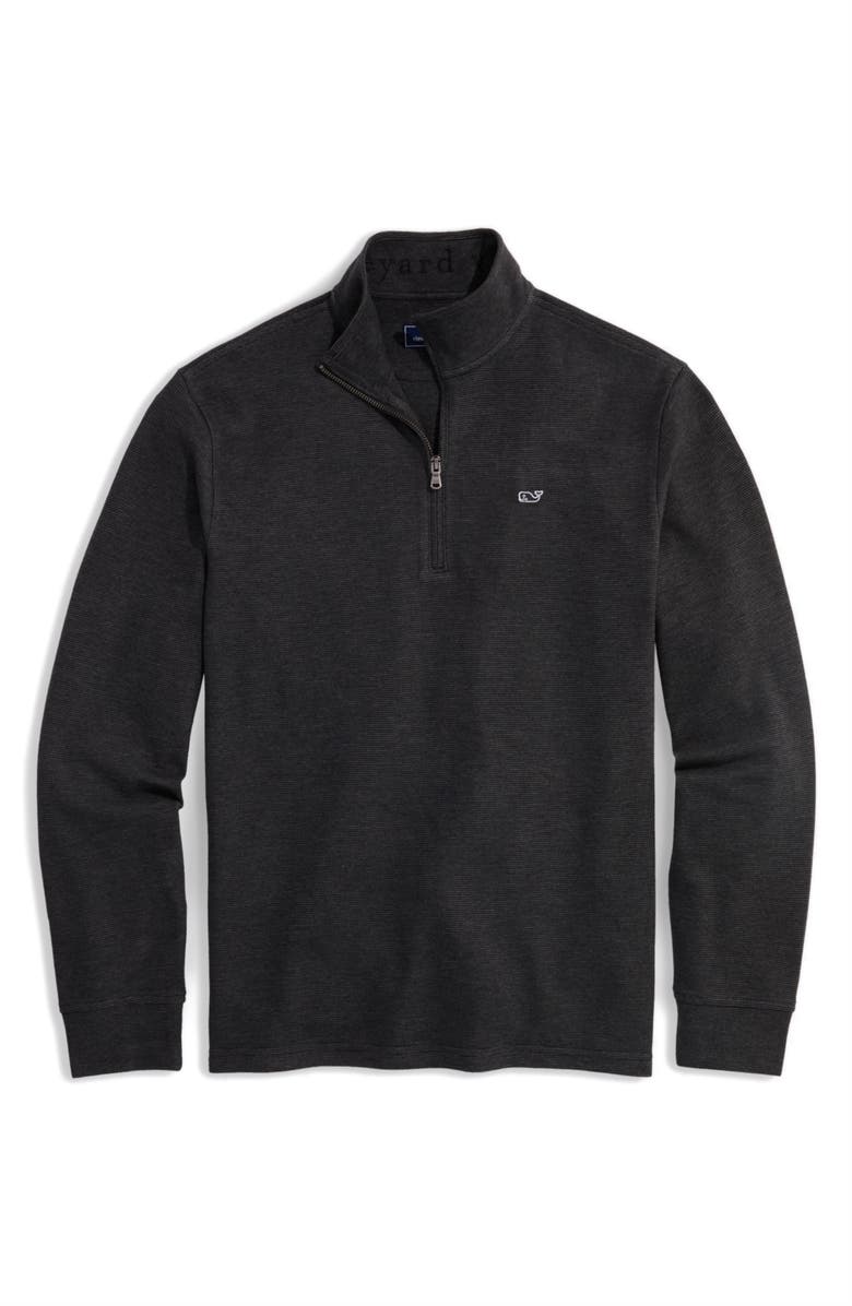 vineyard vines Saltwater Stripe Quarter Zip Pullover, Main, color, Jet Black