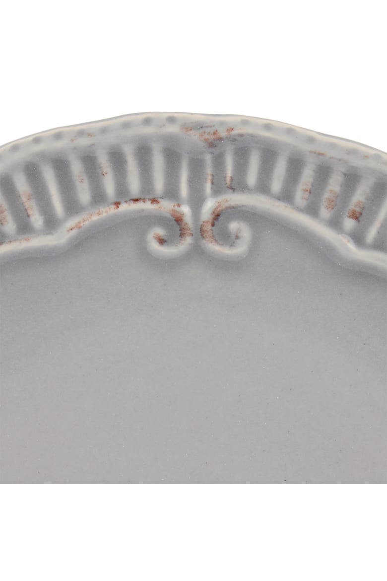 Capri 6 piece 9in Stoneware Embossed Dessert Plate Set, Alternate, color, Grey