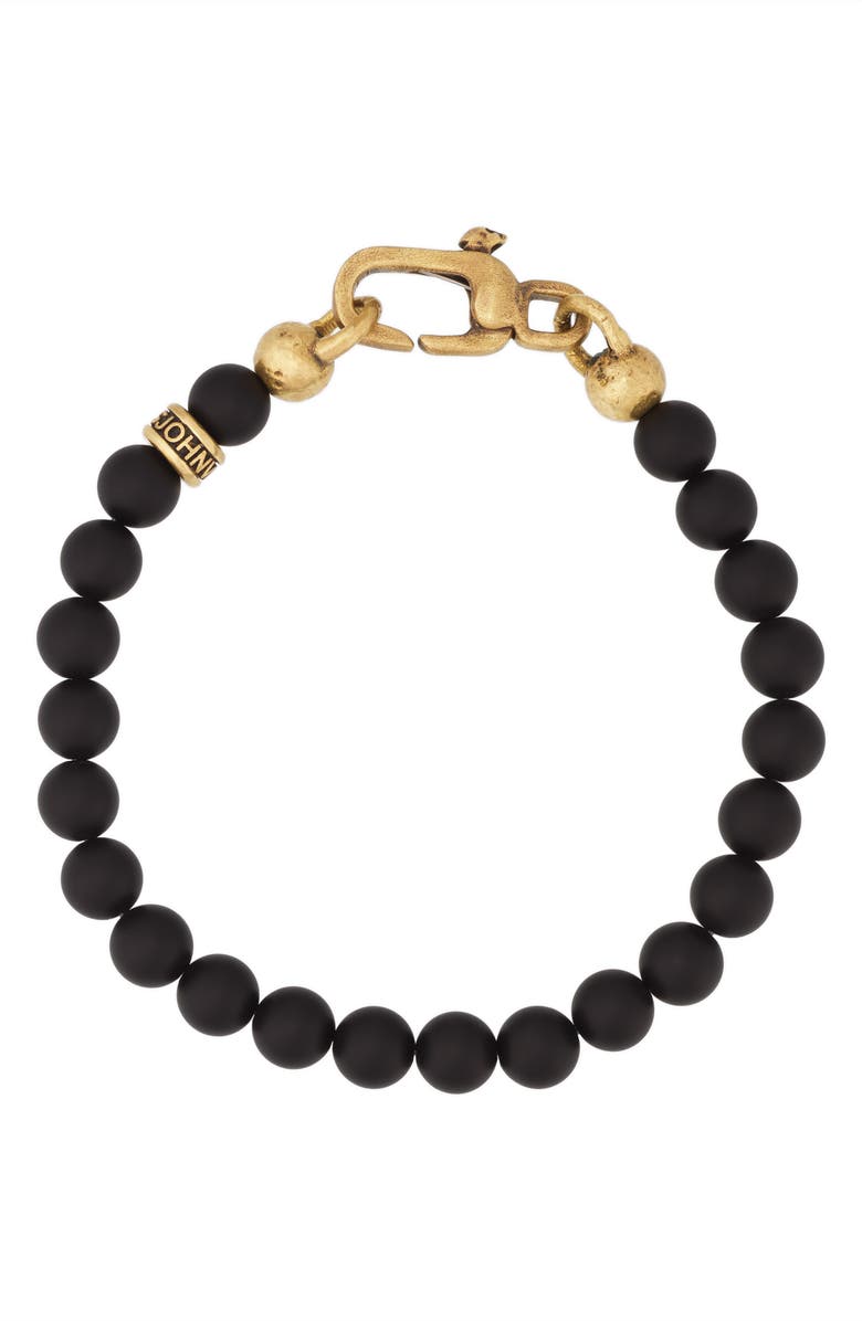 John Varvatos Men's Artisan Beaded Onyx & Brass Bracelet, Main, color, Brass