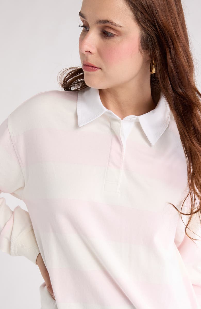 Oversize Rugby Stripe Long SLeeve Polo