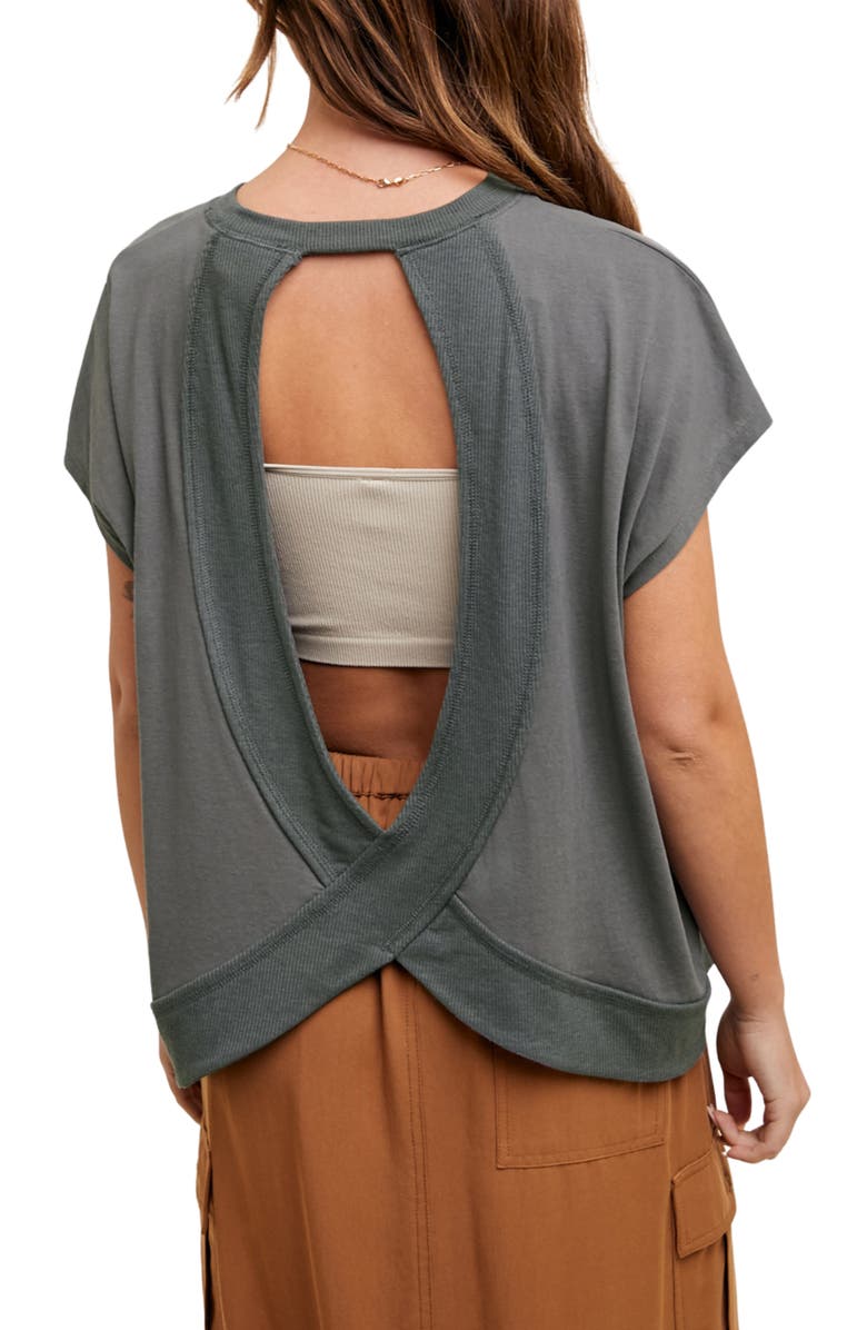 WISHLIST Open Back Cutout Knit Top, Alternate, color, Charcoal