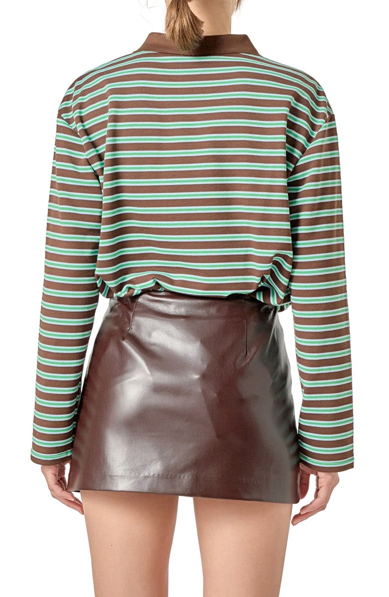 English Factory Stripe Contrast Collar Cotton Blend Henley Sweatshirt, Alternate, color, 