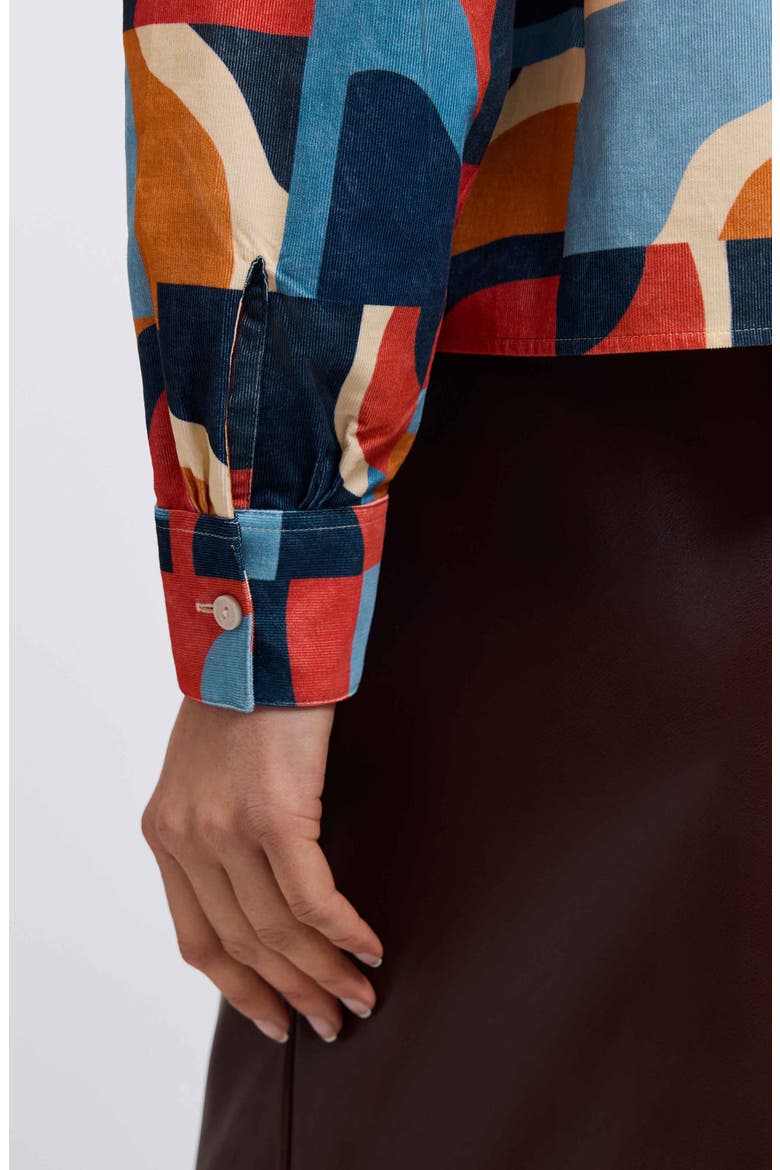 Marina Geo Print Cotton Corduroy Button-Up Shirt, Alternate, color, BLUE MULTI