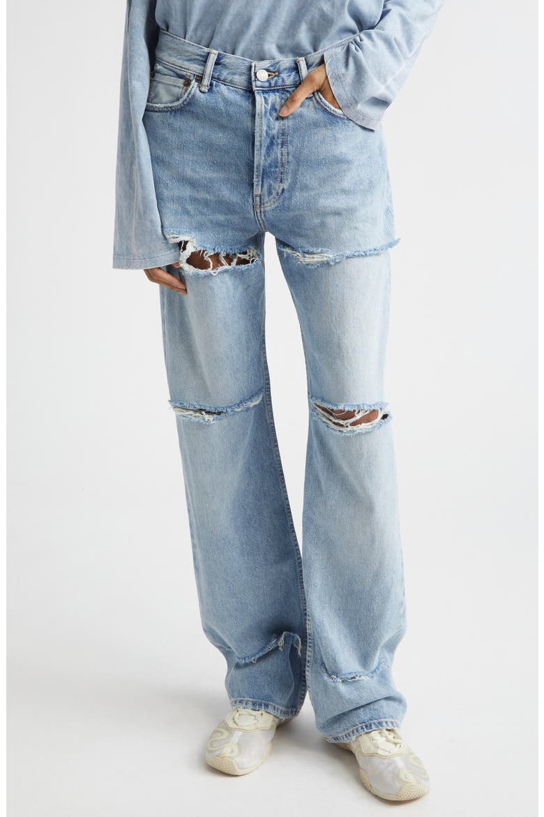 2010 Ripped Straight Leg Jeans, Main, color, LIGHT BLUE