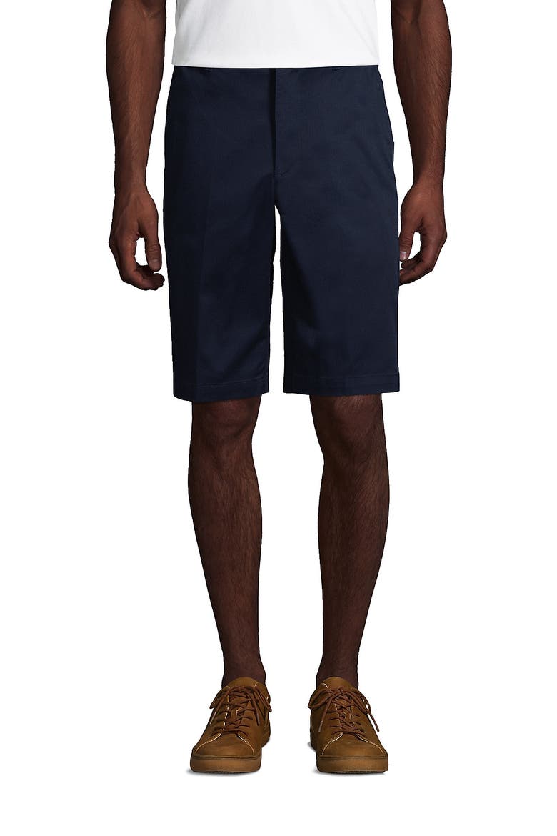 School Uniform Young  Plain Front Blend Chino Shorts, Main, color, Classic Navy