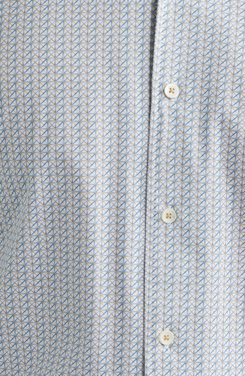 Bugatchi Devon OoohCotton<sup>®</sup> Geometric Print Long Sleeve Button-Up Shirt, Alternate, color, Sand