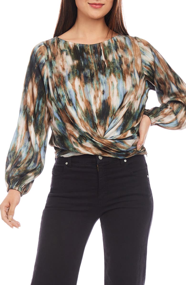 Karen Kane Abstract Print Drape Front Top, Main, color, 