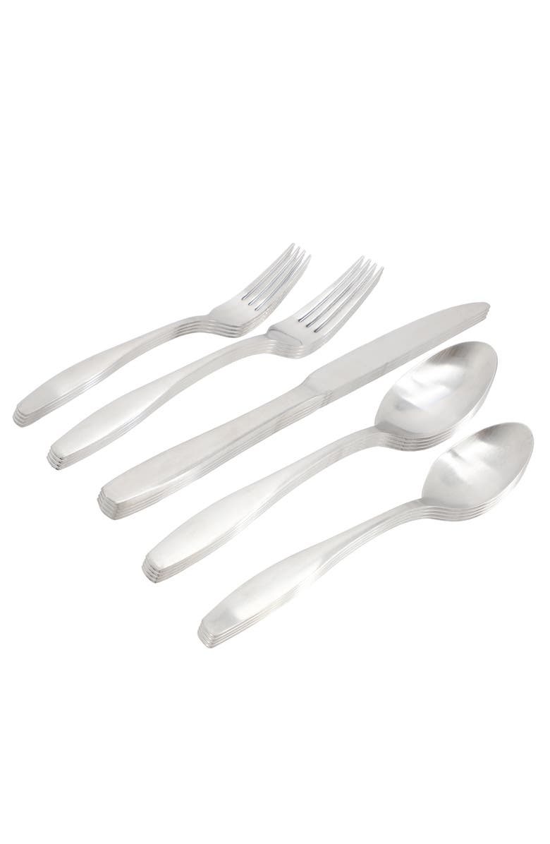 Gibson Home Karlton 20 Piece Stainless Steel Flatware Set, Main, color, Metallic Silver
