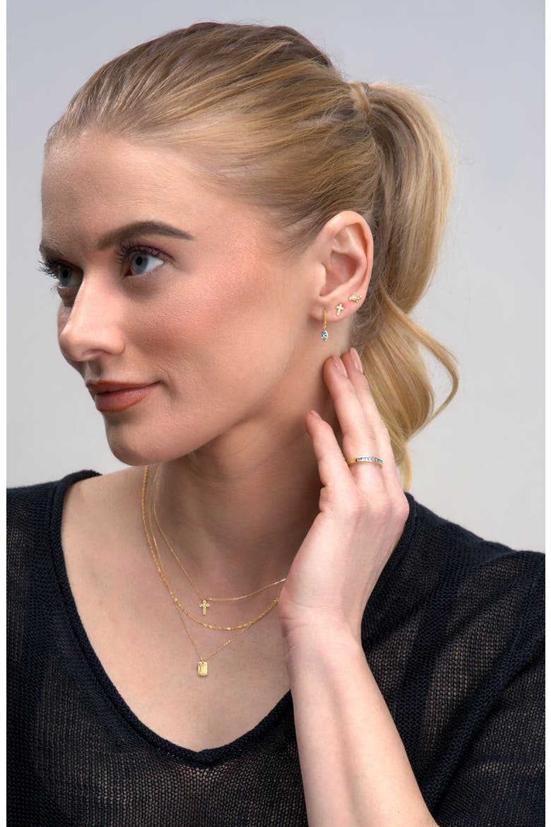 14K Gold Cross Stud Earrings (Nordstrom Exclusive), Alternate, color, 14K YELLOW GOLD