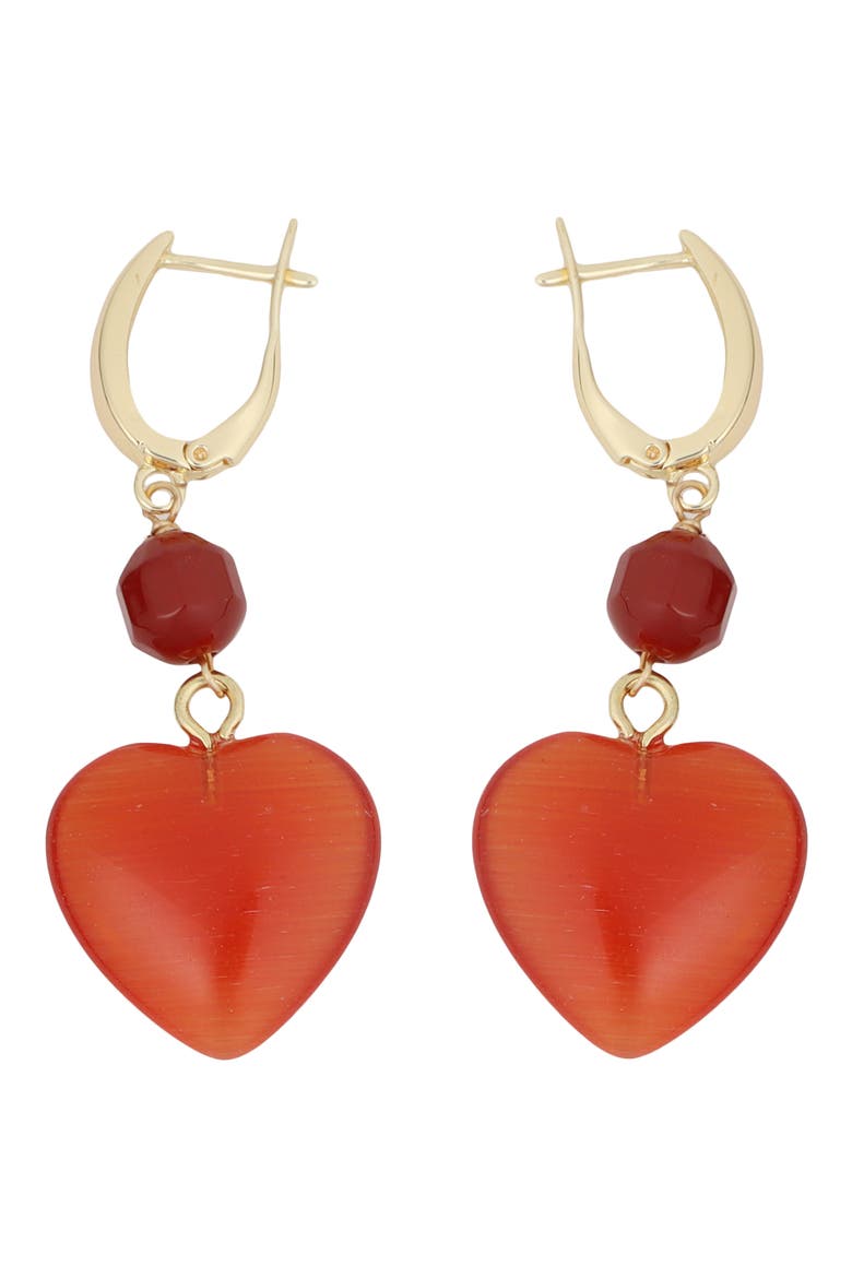 Stone Heart Drop Earrings, Main, color, ORANGE
