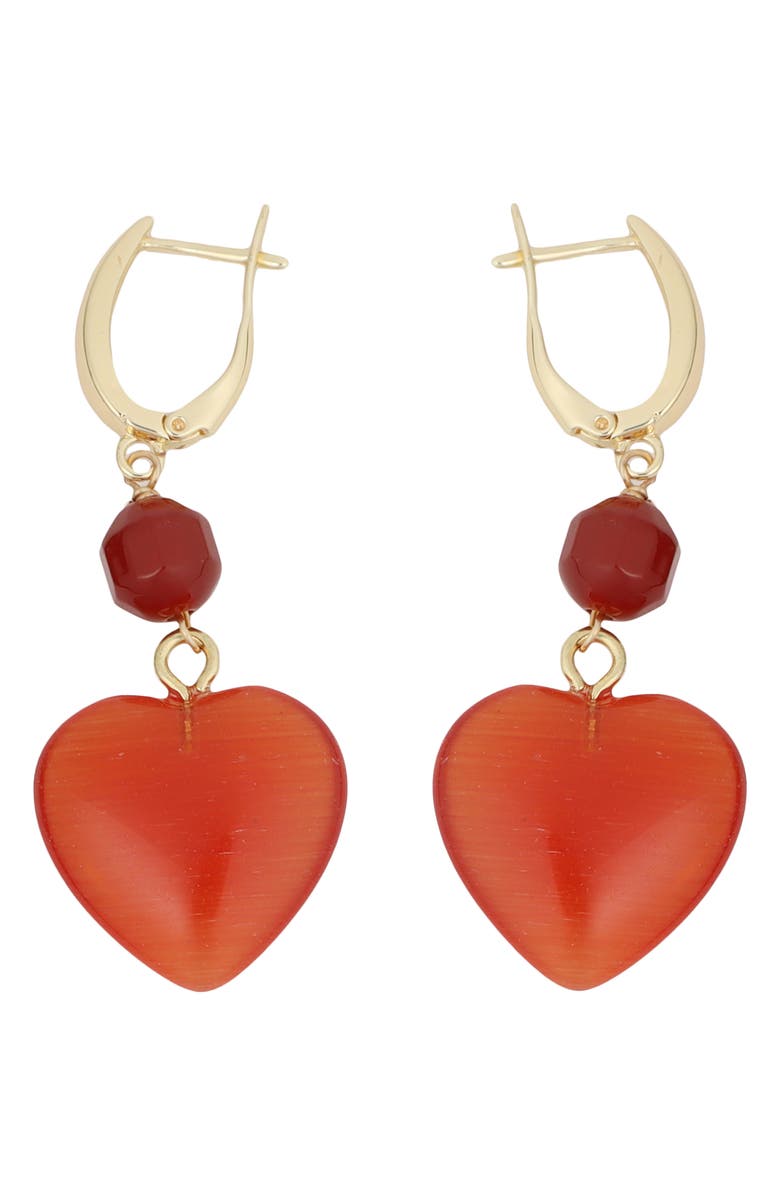 Panacea Stone Heart Drop Earrings, Main, color, Orange