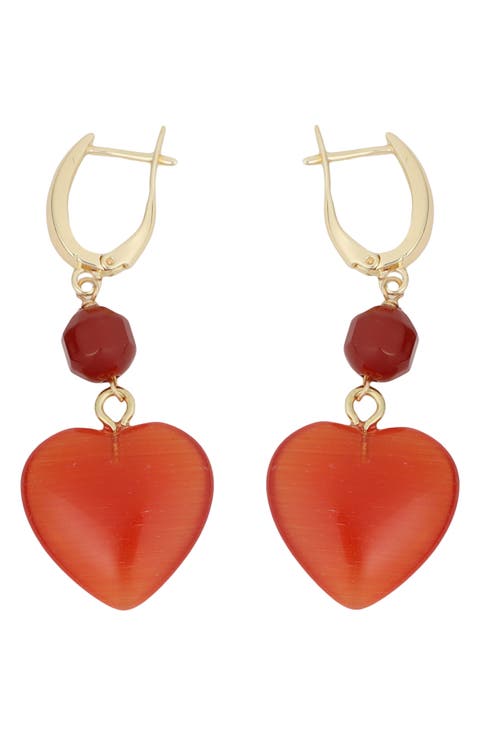 Stone Heart Drop Earrings