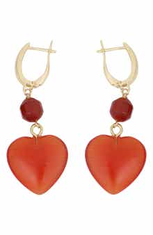 Stone Heart Drop Earrings