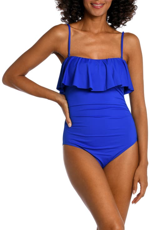 Ruffle Bandeau One-Piece Swimsuit