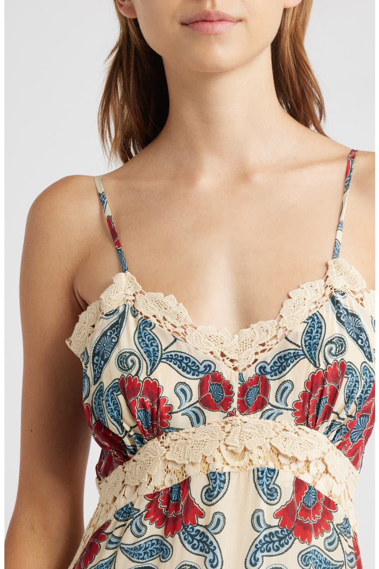 francesca sand lace detail floral dress Sand Francesca Midi Dress