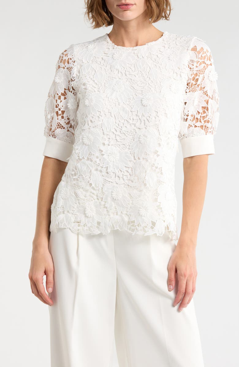 Elie Tahari The Estella Lace Top, Main, color, White