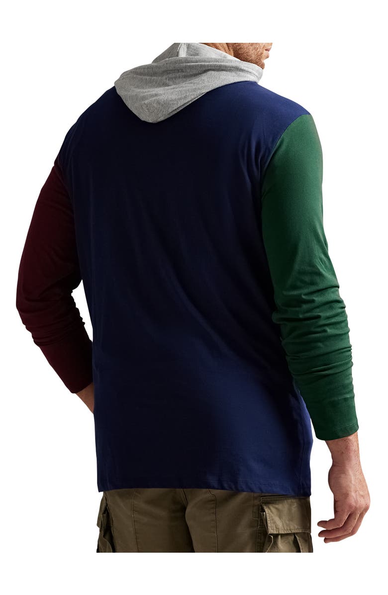 Polo Ralph Lauren Big
Tall Colorblocked Jersey Hooded T-Shirt, Alternate, color, Cruise Navy Multi